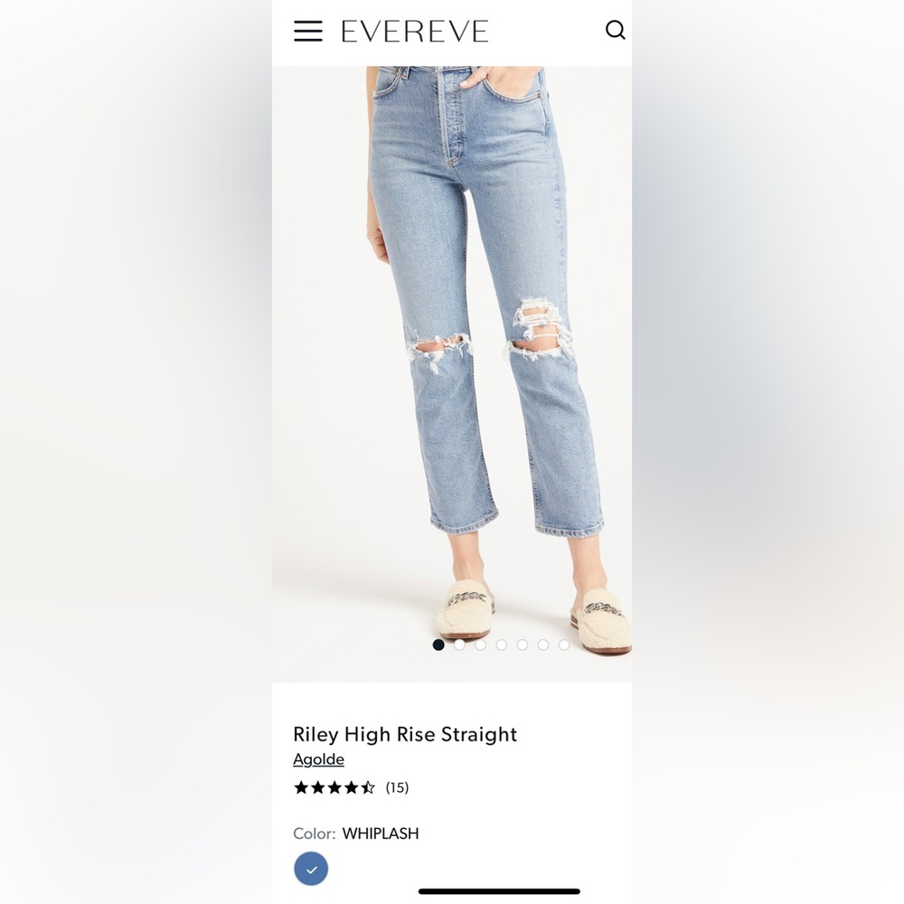 NWT Agolde Riley High Rise Straight Jean Whiplash wash.